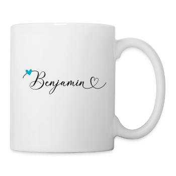 Benjamin Nom Prénom Calligraphie coeur - Mug blanc - blanc - Droite