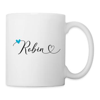 Robin Nom Prénom Calligraphie Coeur - Mug blanc - blanc - Droite