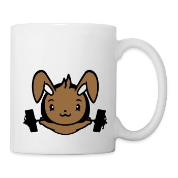 Bunny Bodybuilder Gym Muscles Strong Fitness Weight - Mug - white - Right
