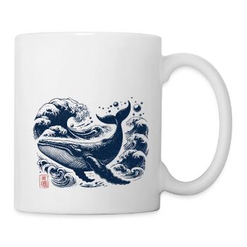 Japanischer Retro Vintage Majestic Blauwal - Tasse - Weiß - Rechts