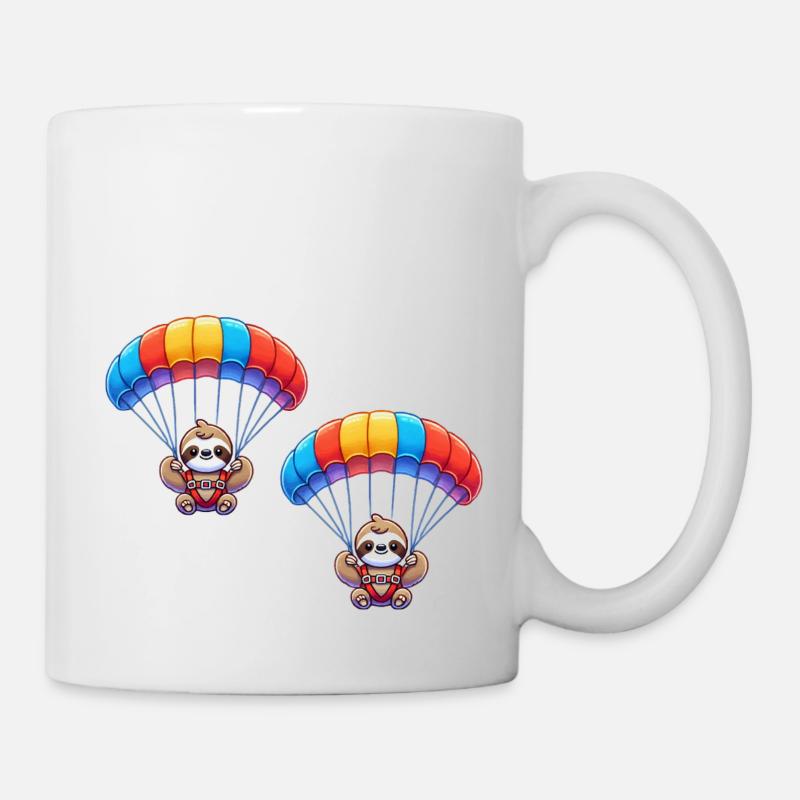 faultier fallschirm 2 - Tasse - Weiß