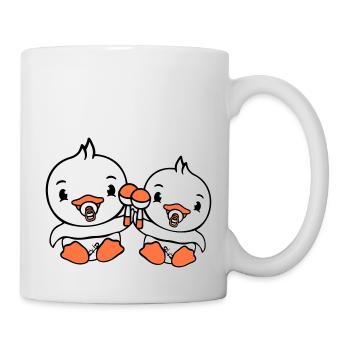 2 canards bébés bébé enfants sucette lange hochet - Mug blanc - blanc - Droite