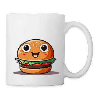Cute cartoon hamburger with smiling face - Tasse - Weiß - Rechts