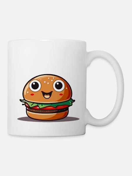 Cute cartoon hamburger with smiling face - Tasse - Weiß