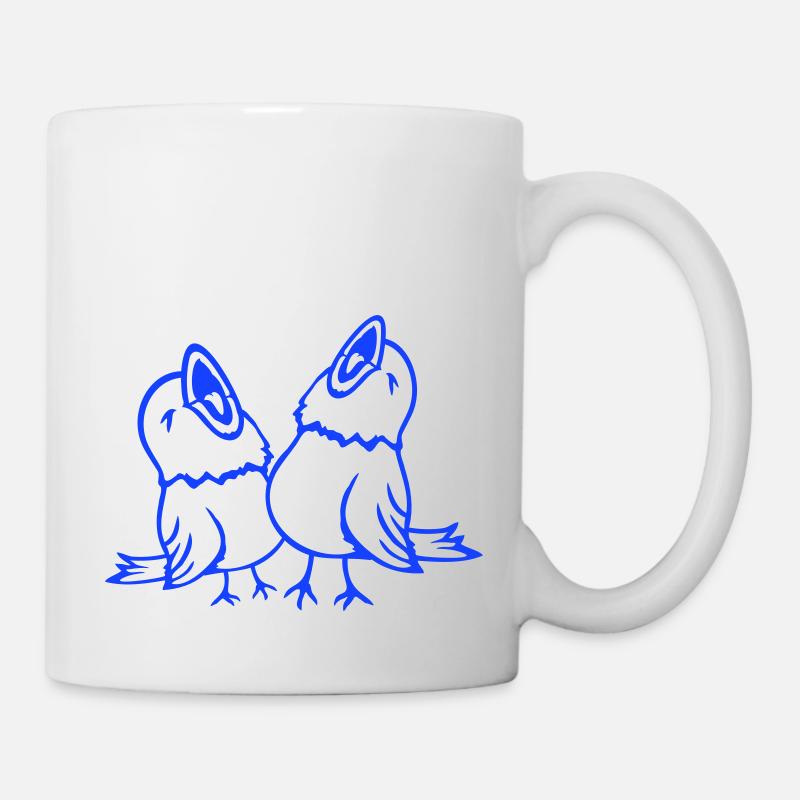 2 Wellensittiche Singvogel Spatz zwitschern Team - Tasse - Weiß