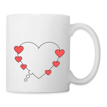 Thought bubble with hearts - Mug - white - Right
