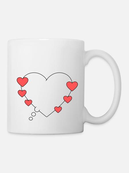Bulle de pensée avec des cœurs - Mug blanc - blanc