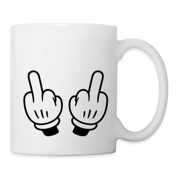 Mittelfinger Hand Comic - Tasse - Weiß - Rechts