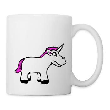 Einhorn Pink Lustig Lächeln Grinsen Cartoon Comic - Tasse - Weiß - Rechts