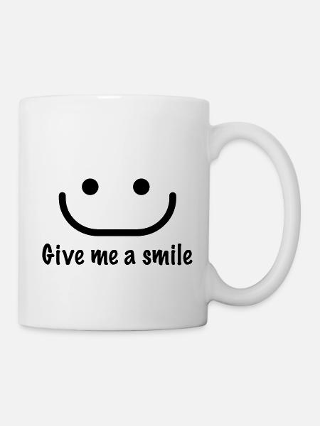 Give me a smile - black - Mug blanc - blanc