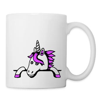 Unicorn Behind Fence Wall Bag Cute Small Painted - Mug - white - Right