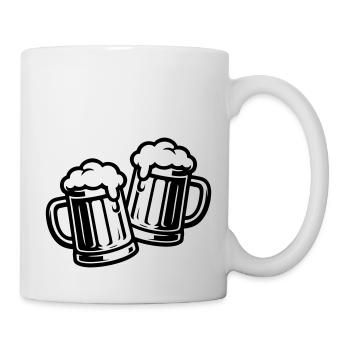 Bier Anstoßen Bierkrug Saufen - Tasse - Weiß - Rechts