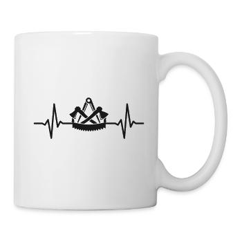 Zimmerer Zunftzeichen Herzschlag Zimmermann - Tasse - Weiß - Rechts