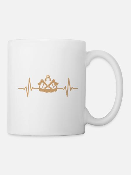 Zimmerer Zunftzeichen Herzschlag Zimmermann - Tasse - Weiß