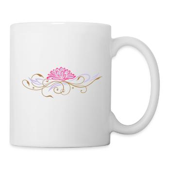 Filigraner Lotus mit Ornamenten - Tasse - Weiß - Rechts