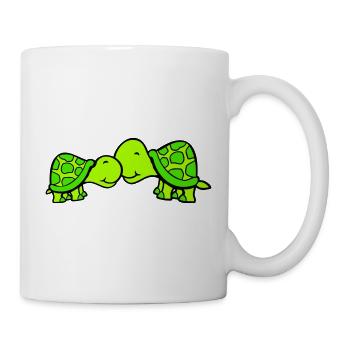 2 tortues se câlinant, un doux couple qui s'embrasse, une équipe amoureuse - Mug blanc - blanc - Droite