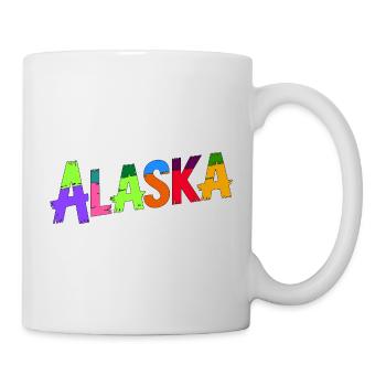 Lebendiges künstlerisches Typografie-Design in Alaska - Tasse - Weiß - Rechts