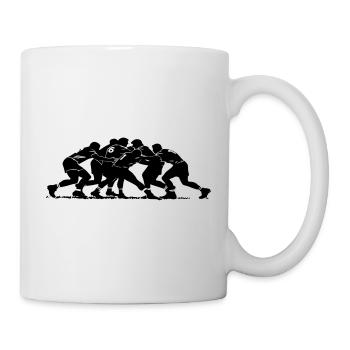 Silhouette de mêlée de rugby - Mug blanc - blanc - Droite