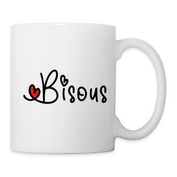 Cœur Rouge Bisous ligne Minimale Noire - Mug blanc - blanc - Droite