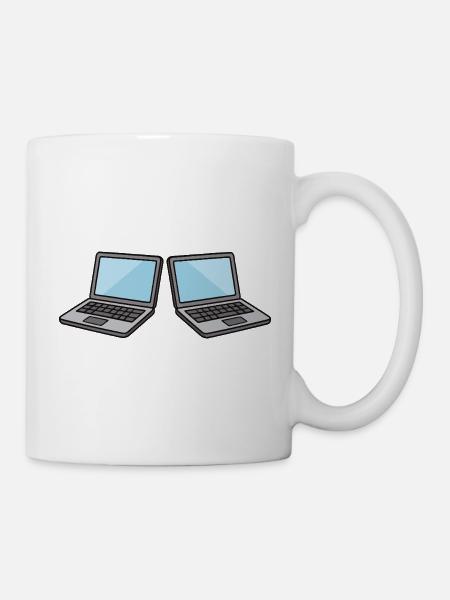 Doppel-Laptops Kollaboration - Tasse - Weiß
