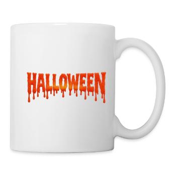 Dripping Halloween Schrift in Blutorange - Tasse - Weiß - Rechts