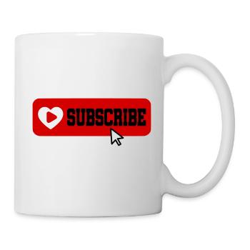 Fabelhaftes Symbol für die Schaltfläche "Abonnieren" des YouTube-Kanals - Tasse - Weiß - Rechts