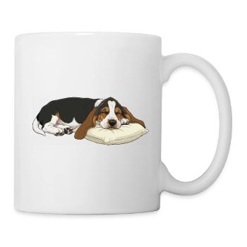 Sleeping Basset Hound on Pillow - Mug - white - Right