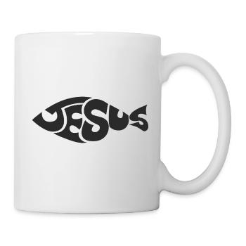 Jesus Schriftzug Logo Shirt - Tasse - Weiß - Rechts