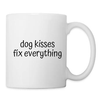 Les baisers de chien résolvent tout - Dicton mignon pour les chiens - Mug blanc - blanc - Droite