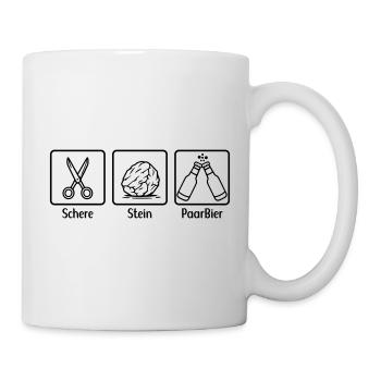 Schere Stein Papier - Paar Bier - Tasse - Weiß - Rechts
