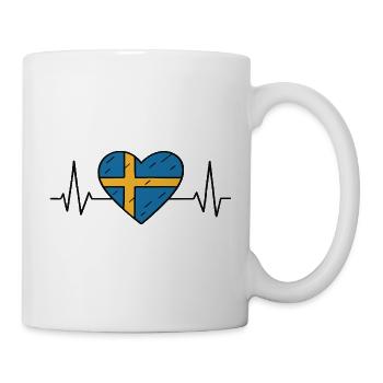 Suède Heartbeat Ligne Drapeau Amour Voyage Design - Mug blanc - blanc - Droite