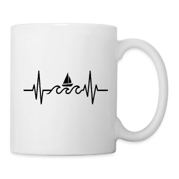 Boot Heartbeat Line Minimalistisches Segeldesign - Tasse - Weiß - Rechts