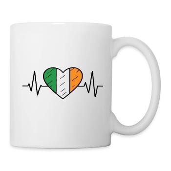 Irland Flagge Heartbeat Line Irish Pride Design - Tasse - Weiß - Rechts