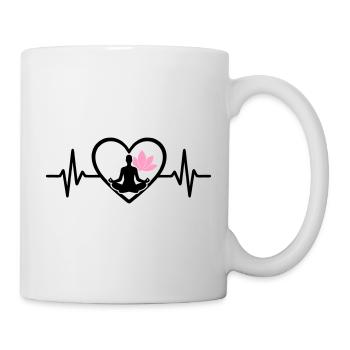 Yoga Herz Frau Silhouette Lotus Wellness - Tasse - Weiß - Rechts