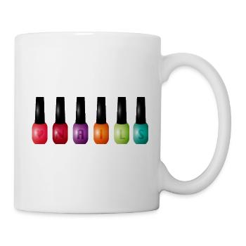 Colorful nail polish with "Nails" typography motif - Mug - white - Right