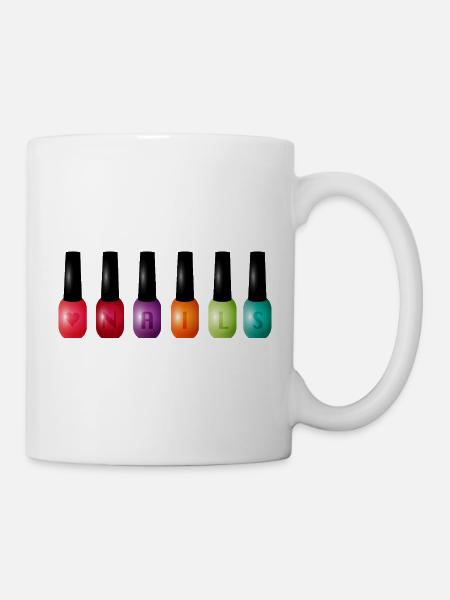 Bunter Nagellack mit „Nails“-Typografie Motiv - Mugg - vit