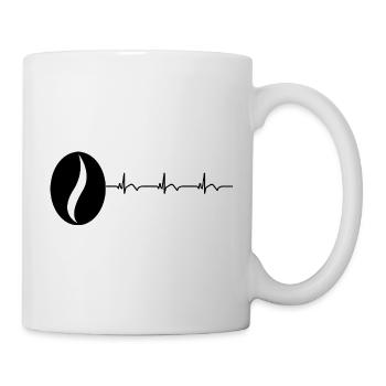 Coffee Bean Coffee Lover Coffee ECG Heartbeat - Mug - white - Right