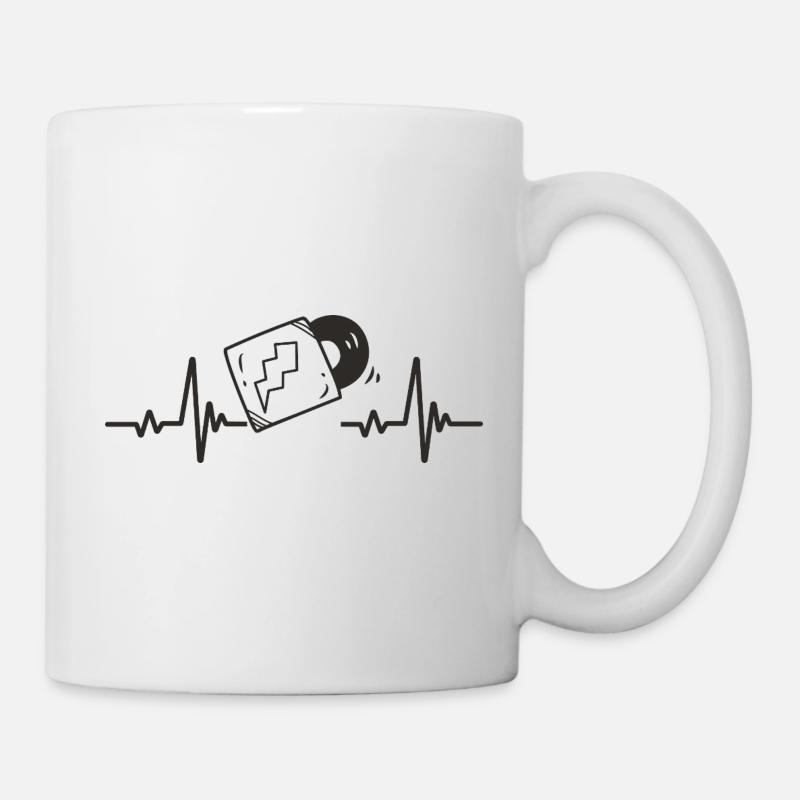 Vinyle Pochette Disque Électro Rythme Musique Cœur - Mug blanc - blanc
