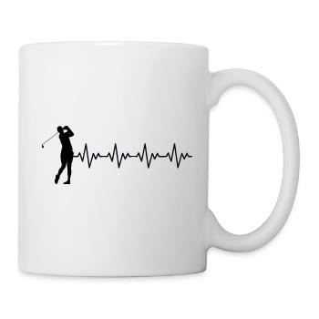 Golf Golfer Golfplatz EKG Herzschlag Herzfrequenz - Tasse - Weiß - Rechts