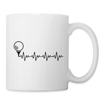 Golf Golfer Golf Ball ECG Heartbeat Heart Rate - Mug - white - Right