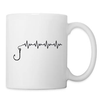 Angelhaken Fischen Fischer Angler EKG Herzschlag - Tasse - Weiß - Rechts