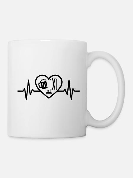 Herz Ski Bier - Tasse - Weiß