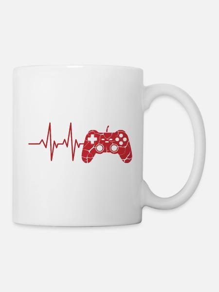 Herzschlag Controller Motiv - Tasse - Weiß