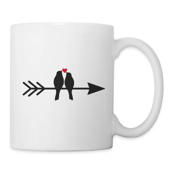 Birds on arrow with heart - Mug - white - Right