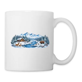 Winterwaldhütte am Fluss - Tasse - Weiß - Rechts