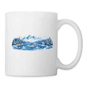Winterliche Berglandschaft am See - Tasse - Weiß - Rechts