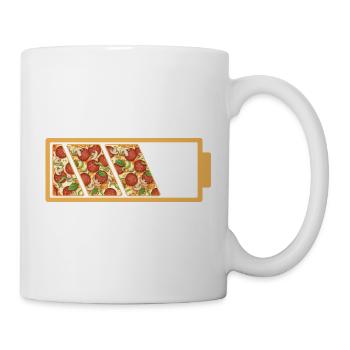 Pizza Battery Status Full Funny Food Quote - Mug - white - Right