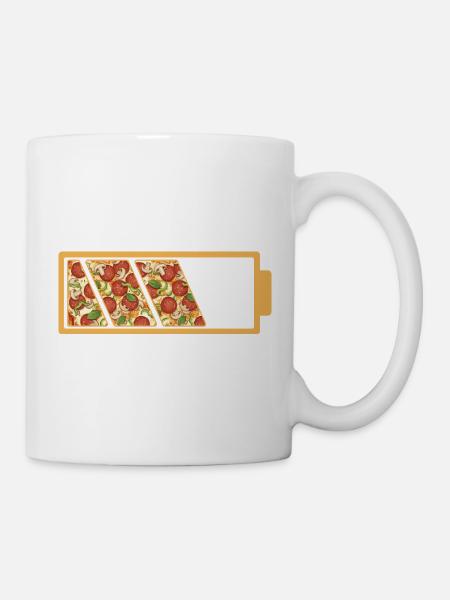 Pizza-Akku-Status Vollständiges lustiges Zitat - Tasse - Weiß
