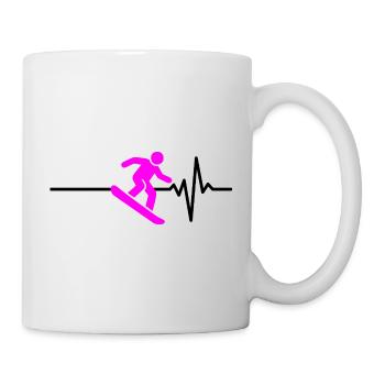 SNOWBOARDEUR BATTEMENT DE CŒUR ROSE, SPORTS D’HIVER - Mug blanc - blanc - Droite