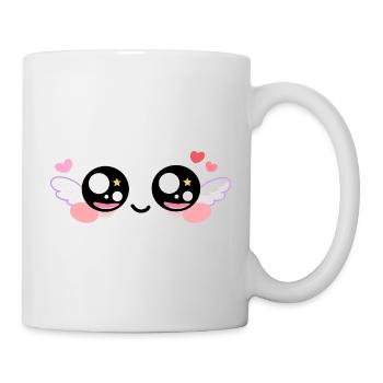 Cupid Eyes – Kawaii Angel Eyes with Wings & Star - Mug - white - Right